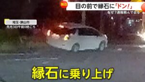 【独自】「憤りを通り越して呆れる」突然目の前で「ドン!」　縁石に乗り上げ跳ね上がる車　通報を依頼も…ドライバーが立ち去る　埼玉・狭山市(FNNプライムオンライン)